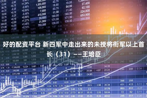 好的配资平台 新四军中走出来的未授将衔军以上首长（31）——王培臣